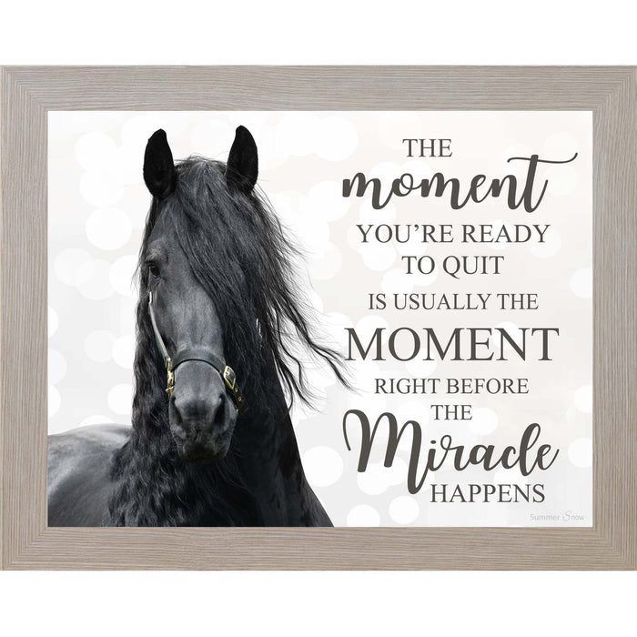 The Moment You’re Ready to Quit Horse Wall Art – Inspirational Black Horse Framed Artwork (SSW9835)