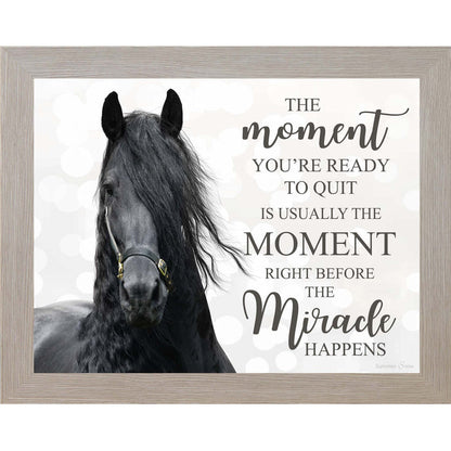 The Moment You’re Ready to Quit Horse Wall Art – Inspirational Black Horse Framed Artwork (SSW9835)