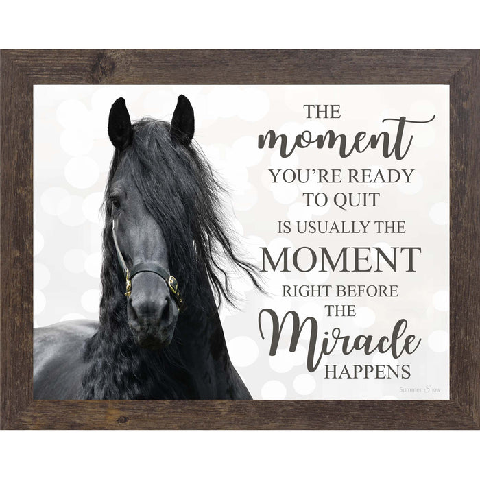 The Moment You’re Ready to Quit Horse Wall Art – Inspirational Black Horse Framed Artwork (SSW9835)