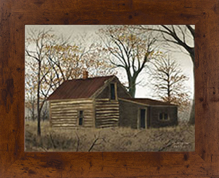 The Old Log Home by artist Billy Jacobs BJ426 - Summer Snow Art