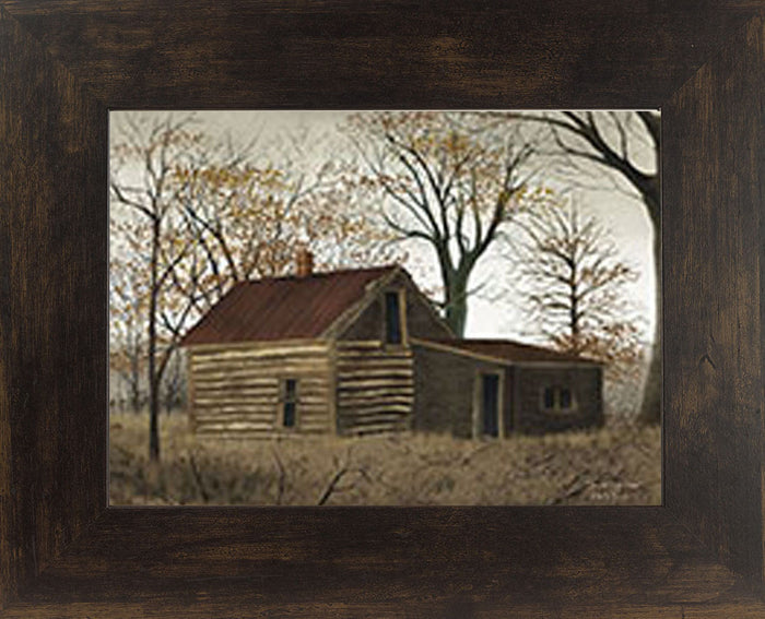 The Old Log Home by artist Billy Jacobs BJ426 - Summer Snow Art