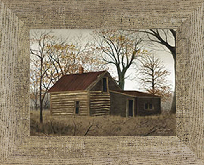 The Old Log Home by artist Billy Jacobs BJ426 - Summer Snow Art