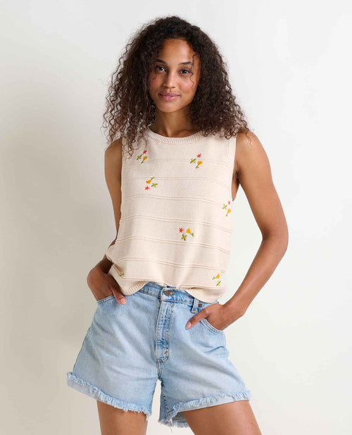 TOAD&CO BIANCA CREW EMBROIDERED WOMENS TANK TOP