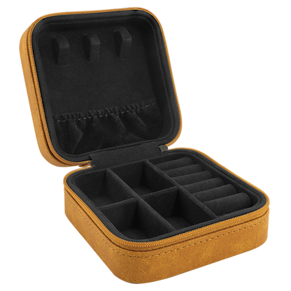 Travel Jewelry Box – Laserable Leatherette | 4" x 4"