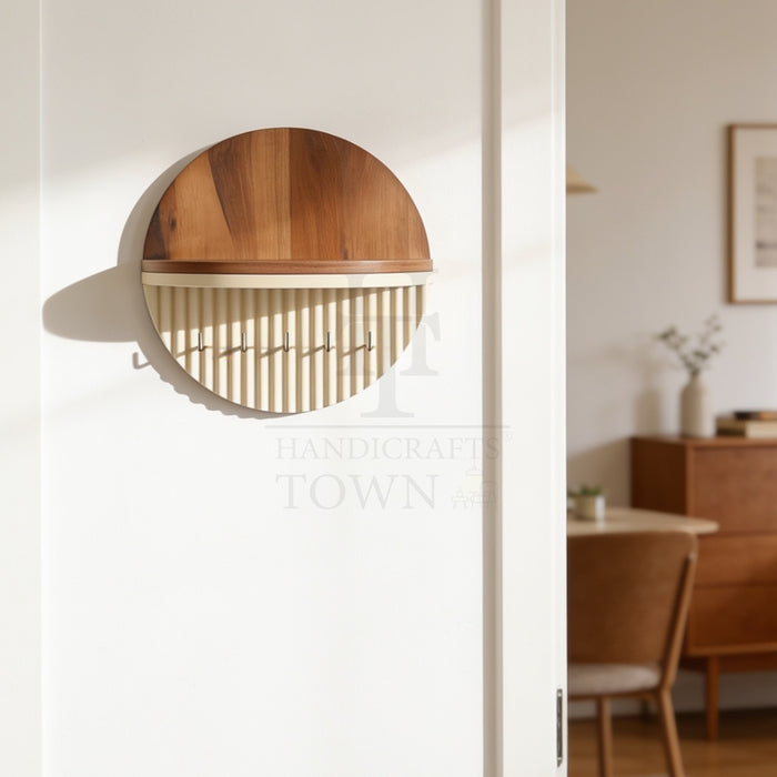 Walnut Halo Key Holder & Shelf