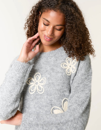 Jumper With Embroidered Flowers