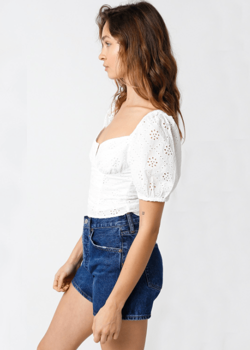 Carter White Eyelet Puff Sleeve Top
