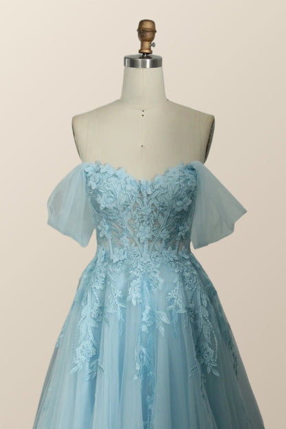 Green Floral Embroidery Strapless A-line Formal Dress